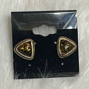Sterling Green Amber Earrings